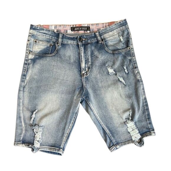 American Breed distressed denim jean shorts size 34 - Picture 14 of 14